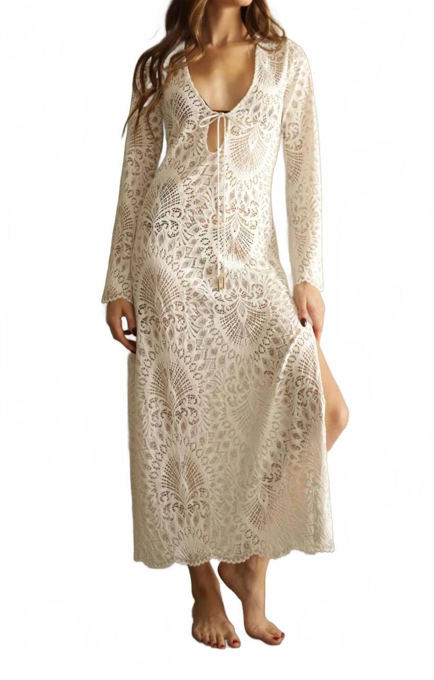 NEW NIGHTCAP lanai lace maxi coverup dress in dove
